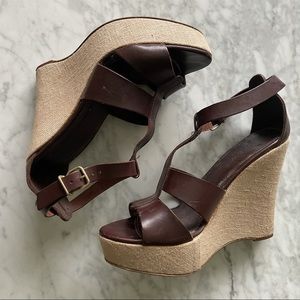 EUC J Crew leather Wedge Sandals - Size 7